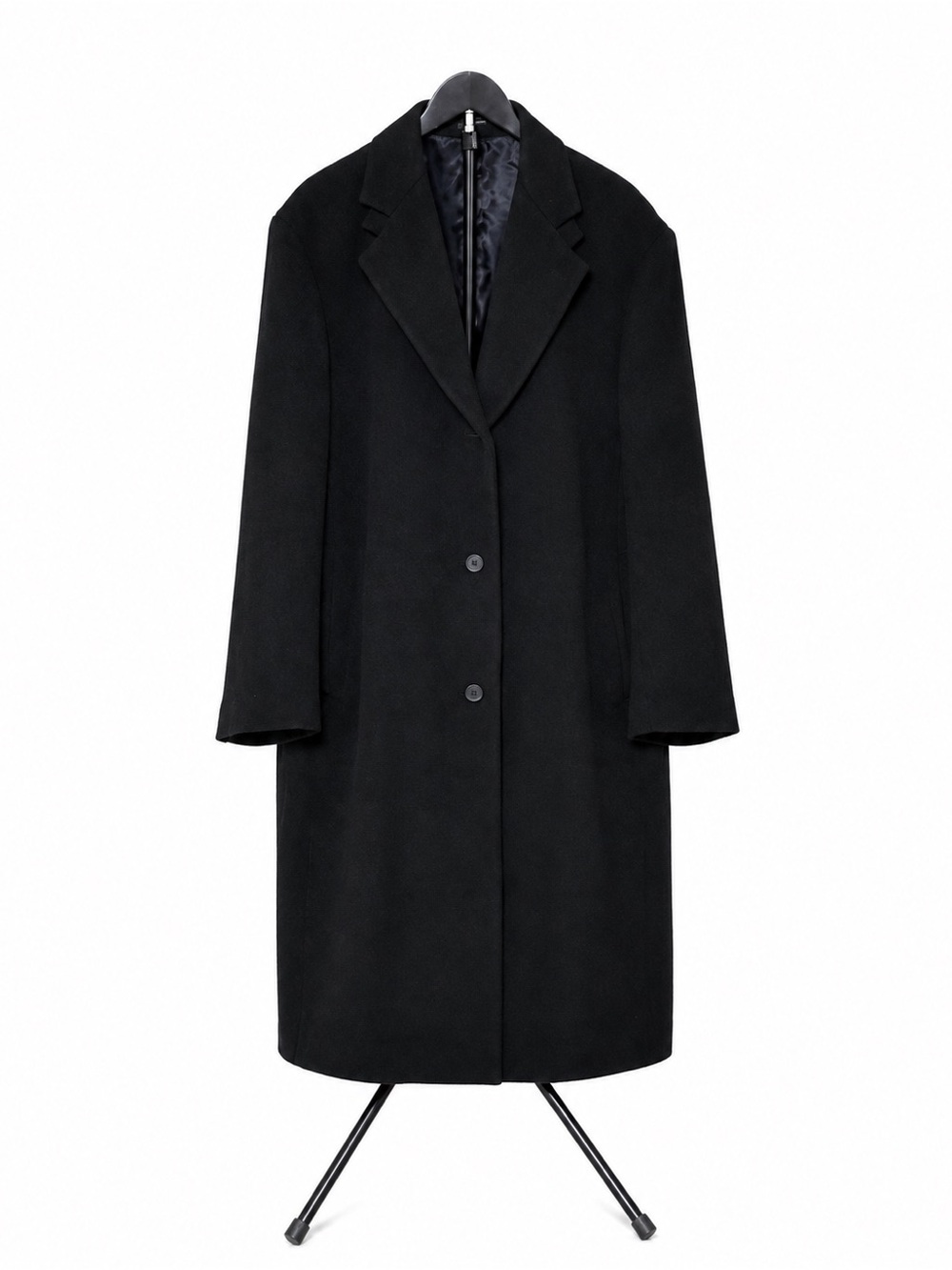 Claiborne Men’s Black Long Overcoat Topcoat 48L Classic 3 Button